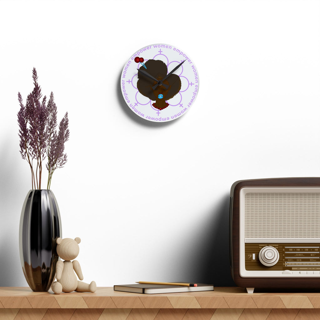 Empowering Woman Acrylic Wall Clock, Feminist Home Decor, Stylish Wall Art, Unique Gift for Her, Black Girl Magic