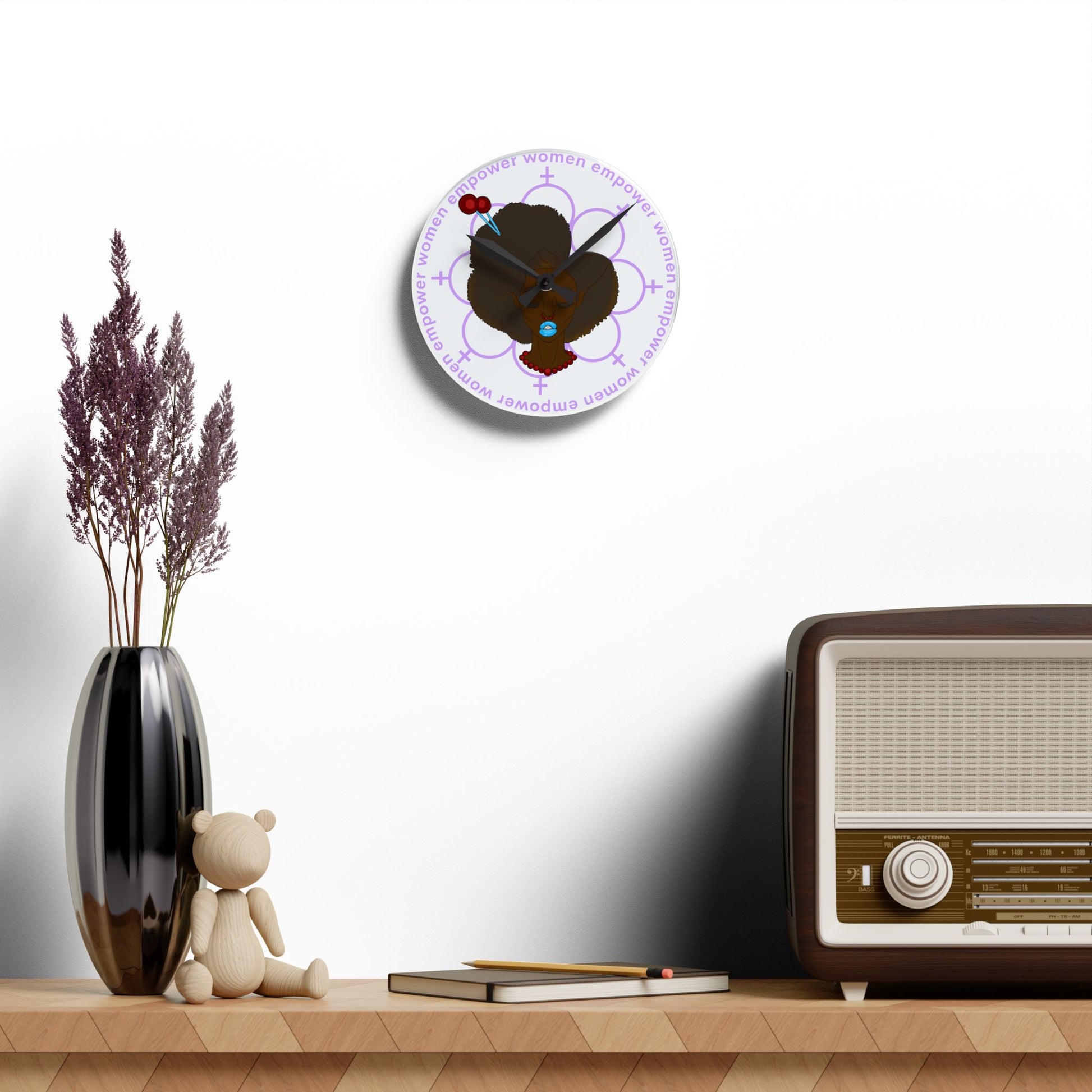 Empowering Woman Acrylic Wall Clock, Feminist Home Decor, Stylish Wall Art, Unique Gift for Her, Black Girl Magic