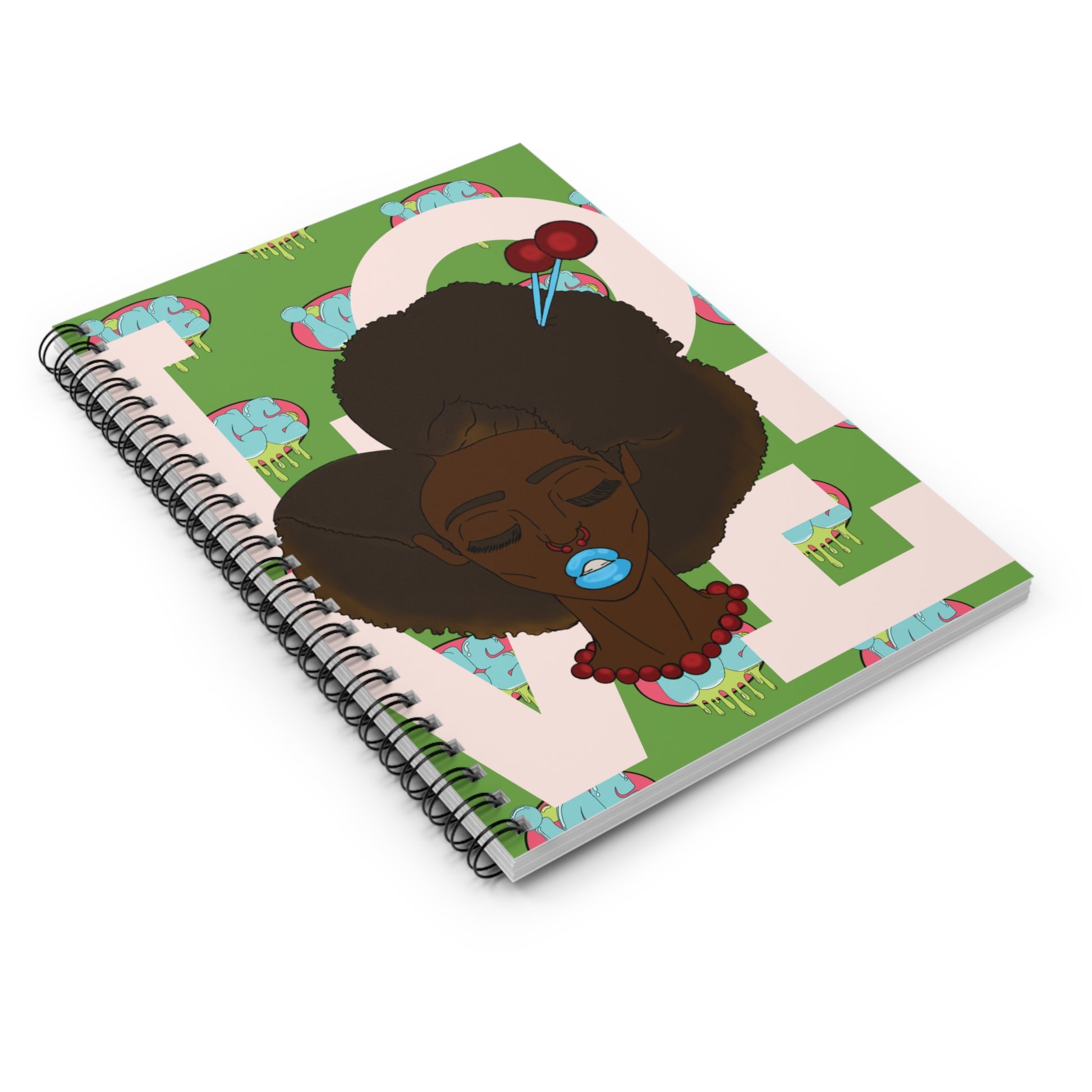 Love Themed Spiral Notebook - Hand-Drawn Art, Journal, School Supplies, Gifts for Her, Note-taking