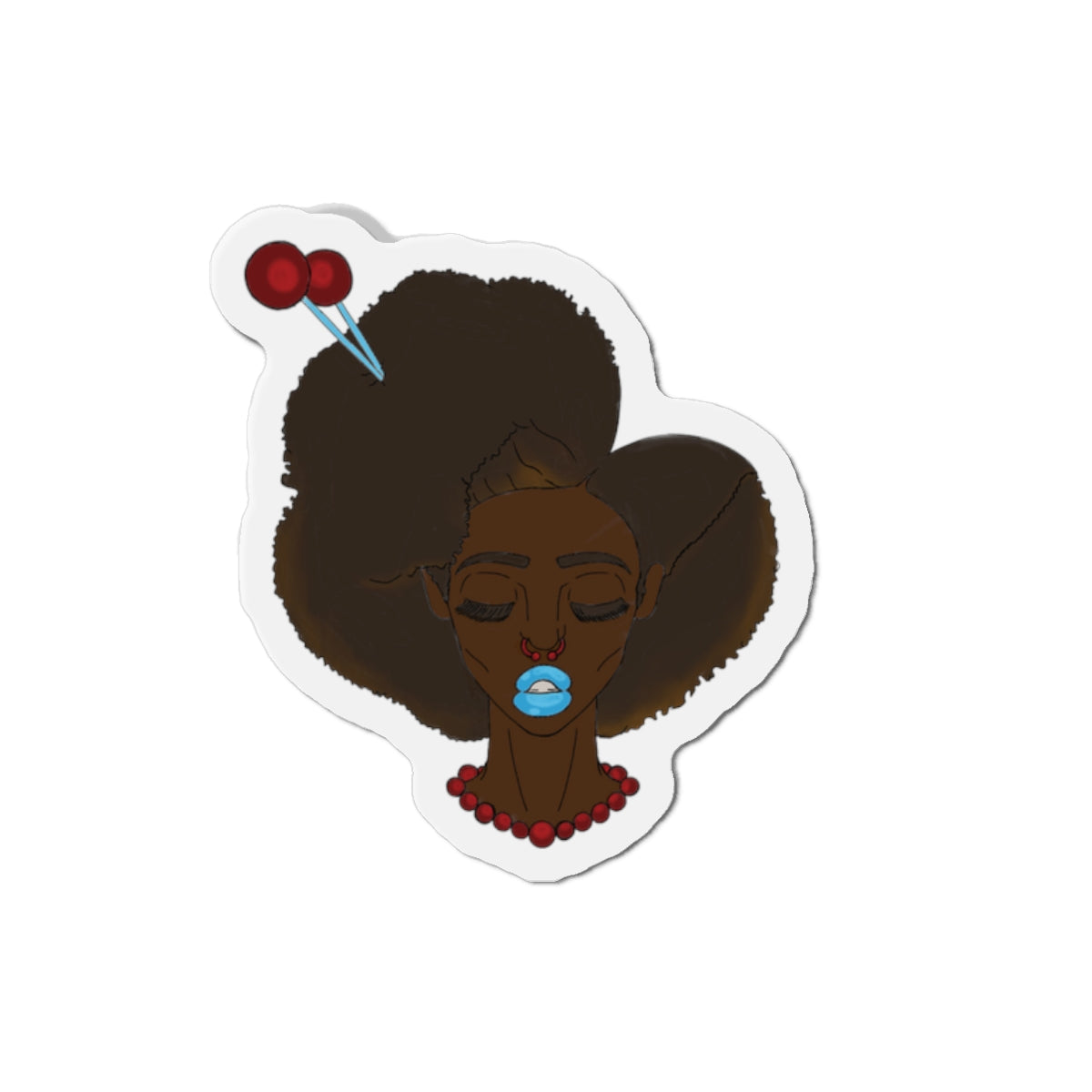Artistic Afro Woman Die-Cut Magnet, Feminine Home Decor, Fridge Magnet, Unique Gift, Black Culture Art
